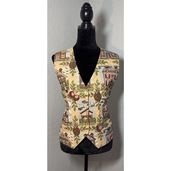 Vtg Bedford Fair Women’s Sz LP Made In USA Tapestry Vest - Picture 2 of 15